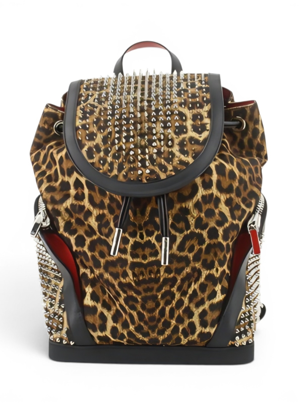 Christian Louboutin Explorafunk BackPack Leopard Print Studded Canvas Leather
